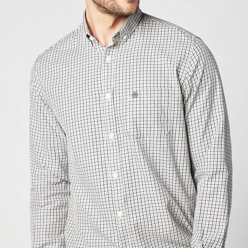 Chemise manches longues à carreaux grise