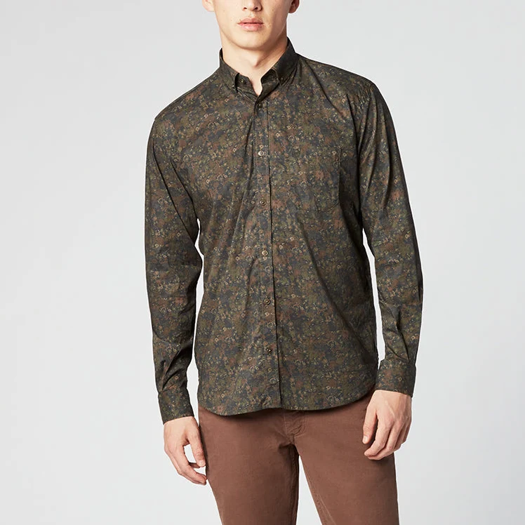 Chemise Manches Longues À Motif Fleur Fantaisie