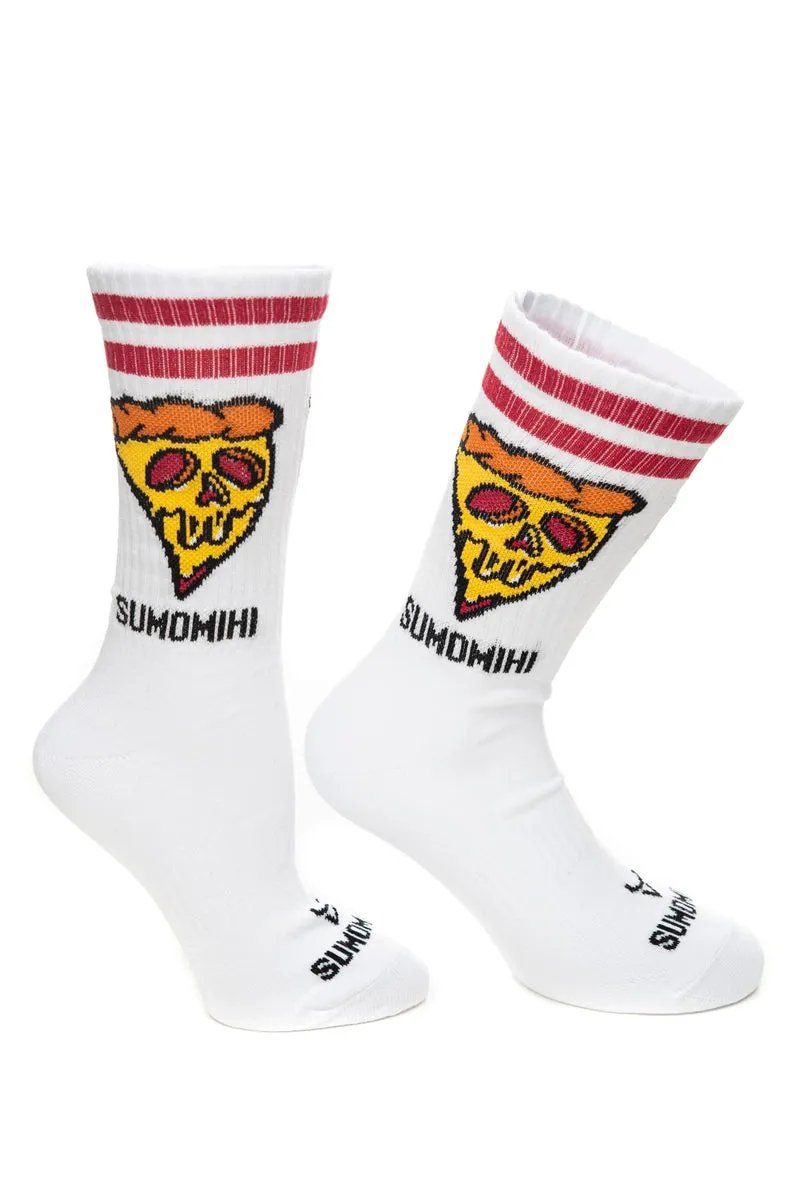 Calzino Sumomihi Pizza Sock Unisex Bianco Fantasia Pizza Rosso Gialllo In Filato