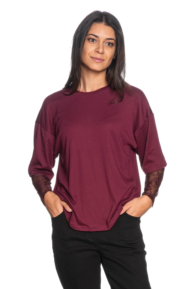 Maglia Only Donna Rossa Tahlia Lace Top