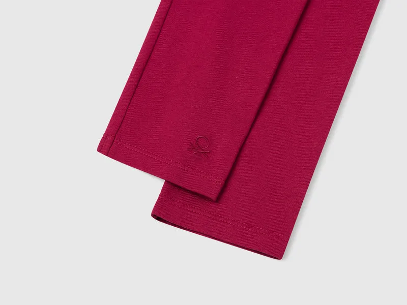 Leggings in cotone stretch con logo