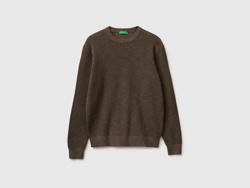 Maglia girocollo in misto lino