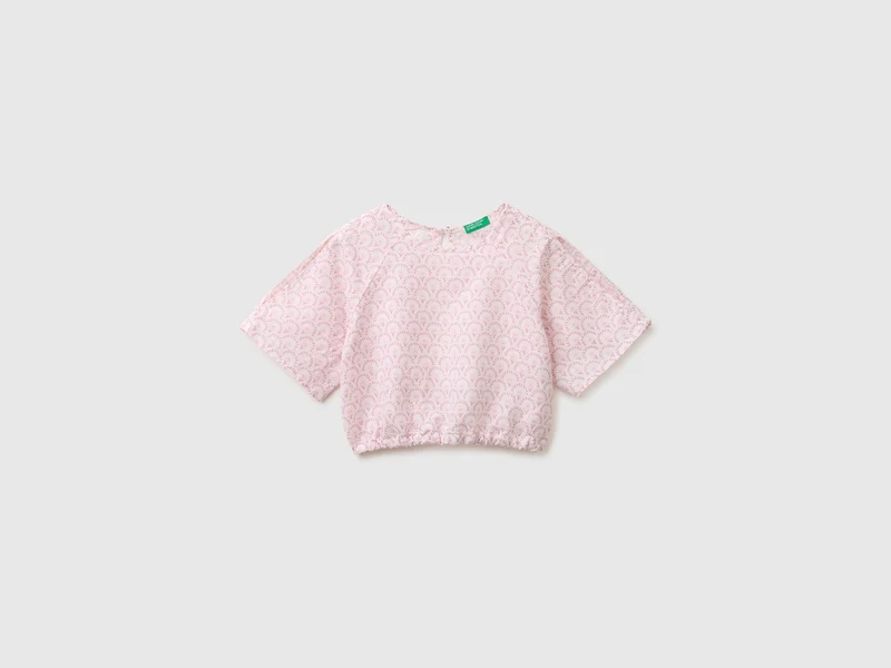 Blusa a fiori in misto lino