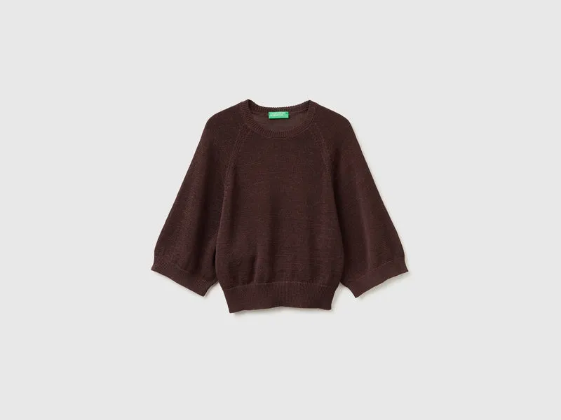 Maglia over in misto lino