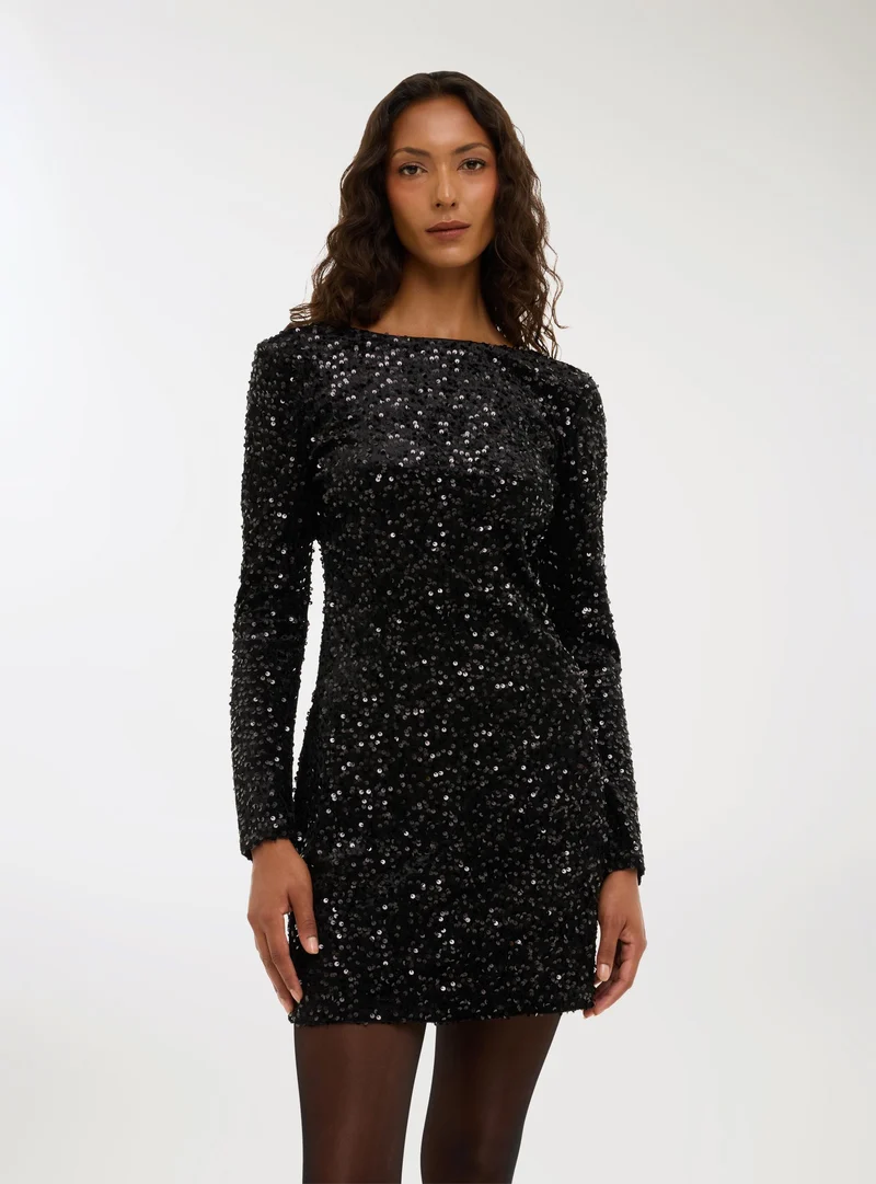 Abito girocollo con paillettes