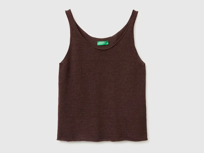 Top in maglia di misto lino