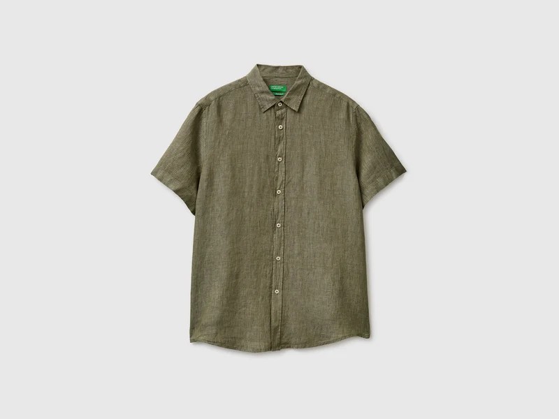 Camicia a righe in puro lino