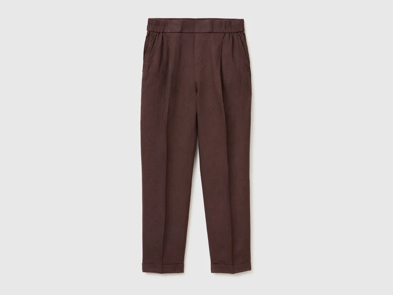 Pantaloni a sigaretta 100% lino