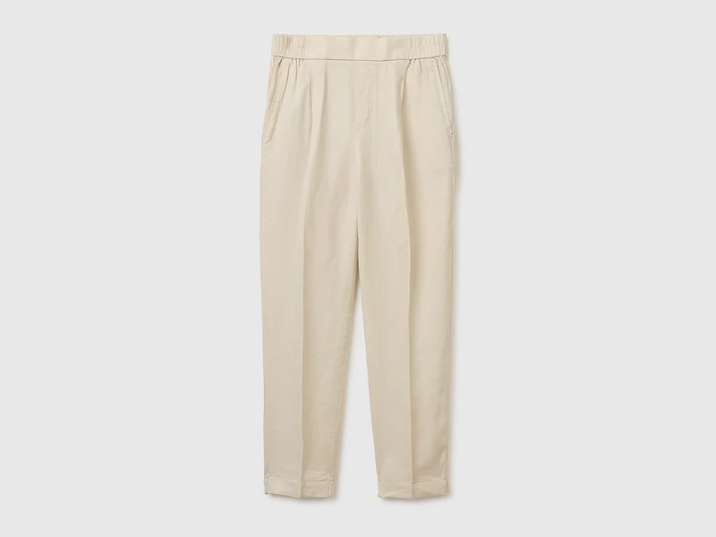 Pantaloni a sigaretta 100% lino