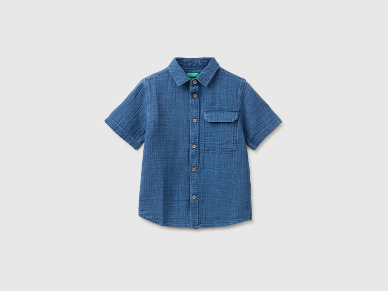 Camicia manica corta in garza leggera
