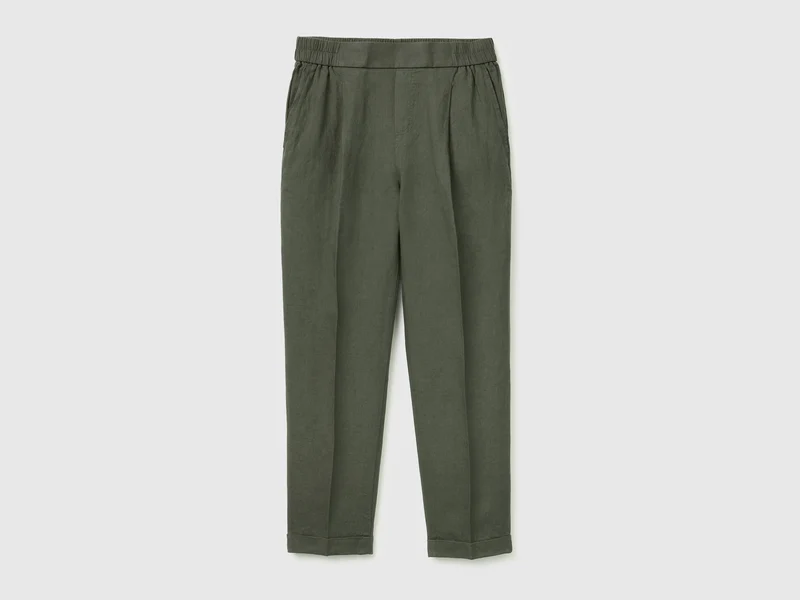 Pantaloni a sigaretta 100% lino