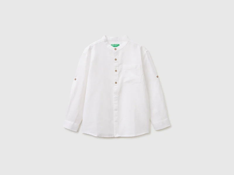 Camicia alla coreana in misto lino