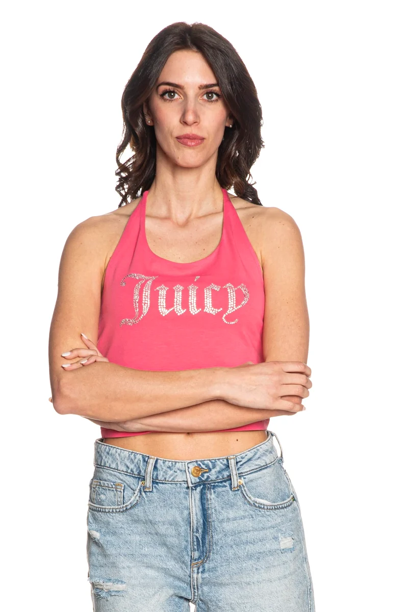 Top Juicy Couture Tied Halter Neck Da Donna Rosa Bubble