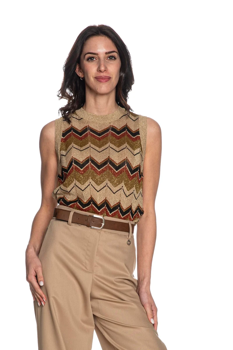 Maglia Top Eco Jrd Da Donna Chevron Ruggine Nero Oro