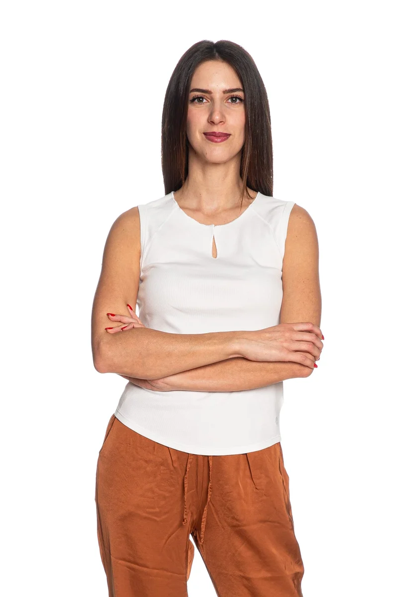 T Shirt Smanicata Deha Ribs Da Donna Bianca