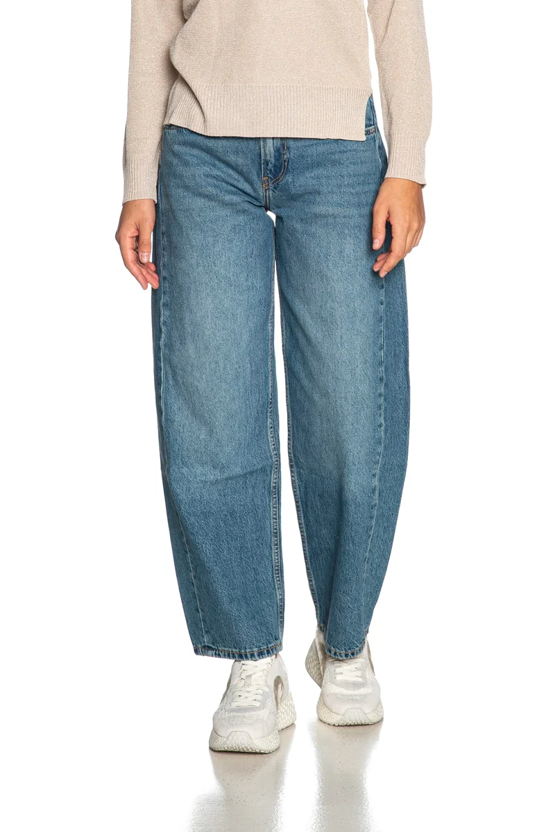Jeans Tiffosi Alba 1 Barrel Da Donna Denim Medio Light Blu
