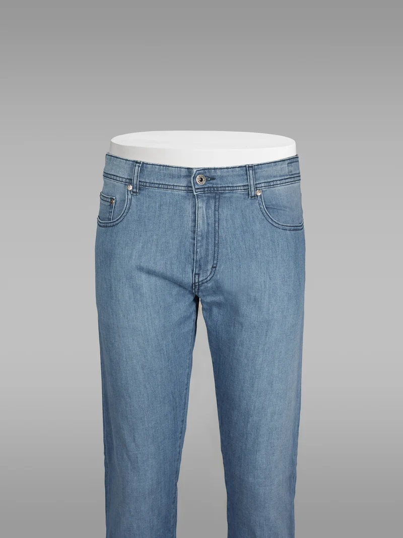Light blue Summer denim cotton 5 pockets trousers