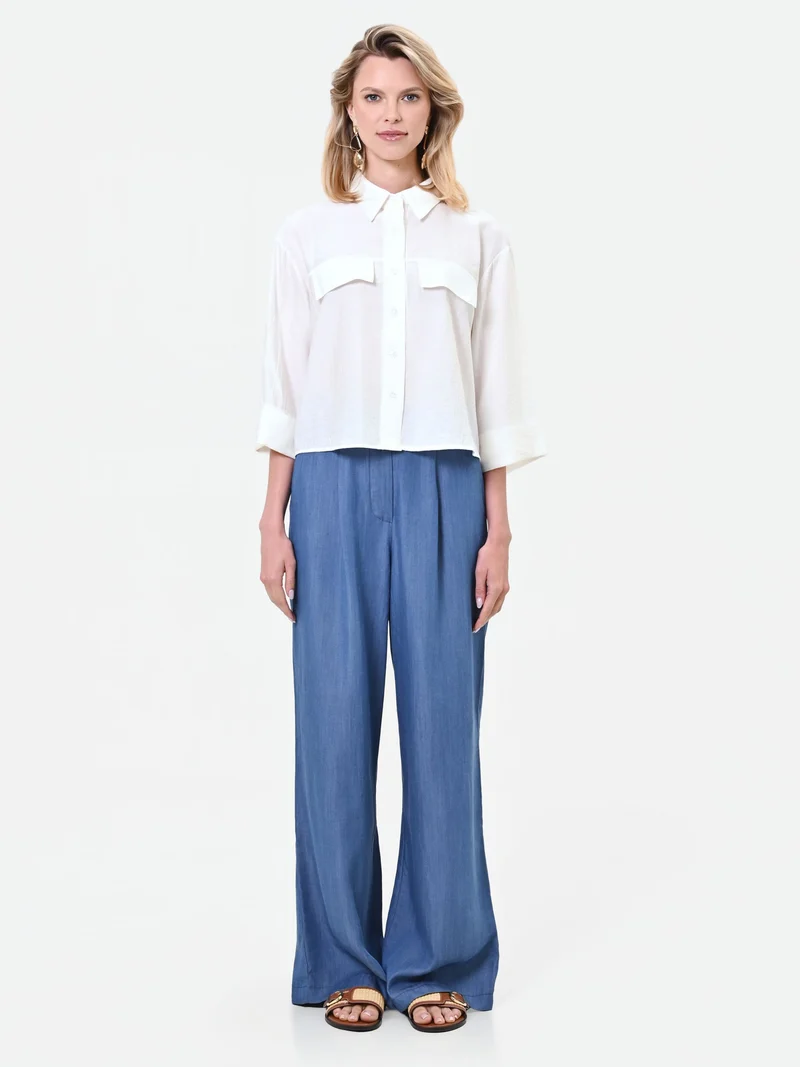Camicia boxy bianca con tasche