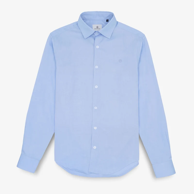 Chemise manches longues en coton bleu ciel