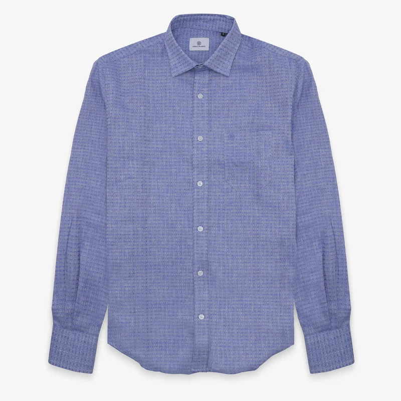 Chemise manches longues en coton avec motifs losange