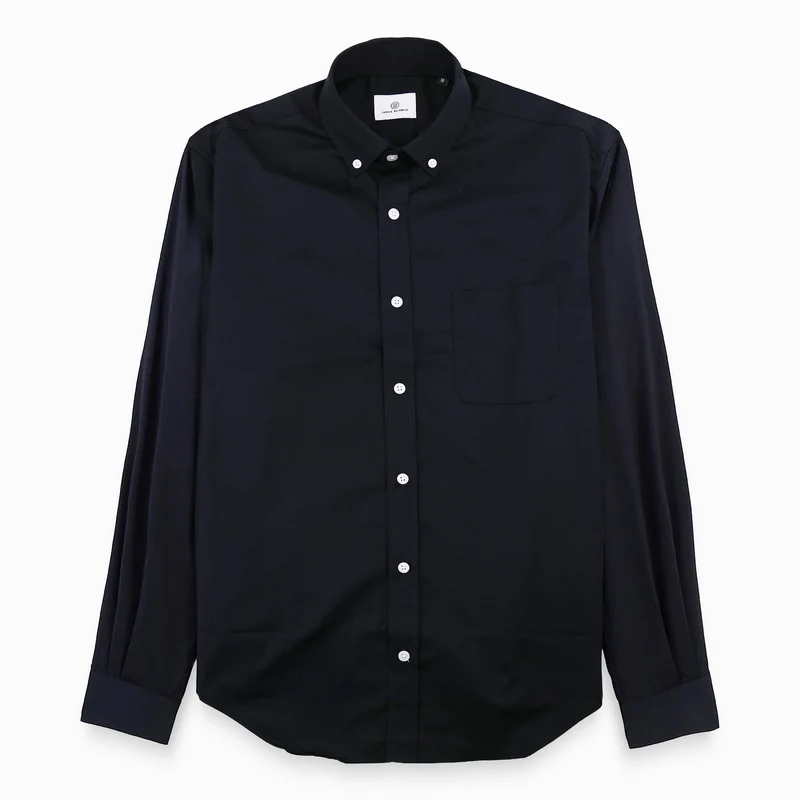 Chemise manches longues en coton avec poche poitrine ronde