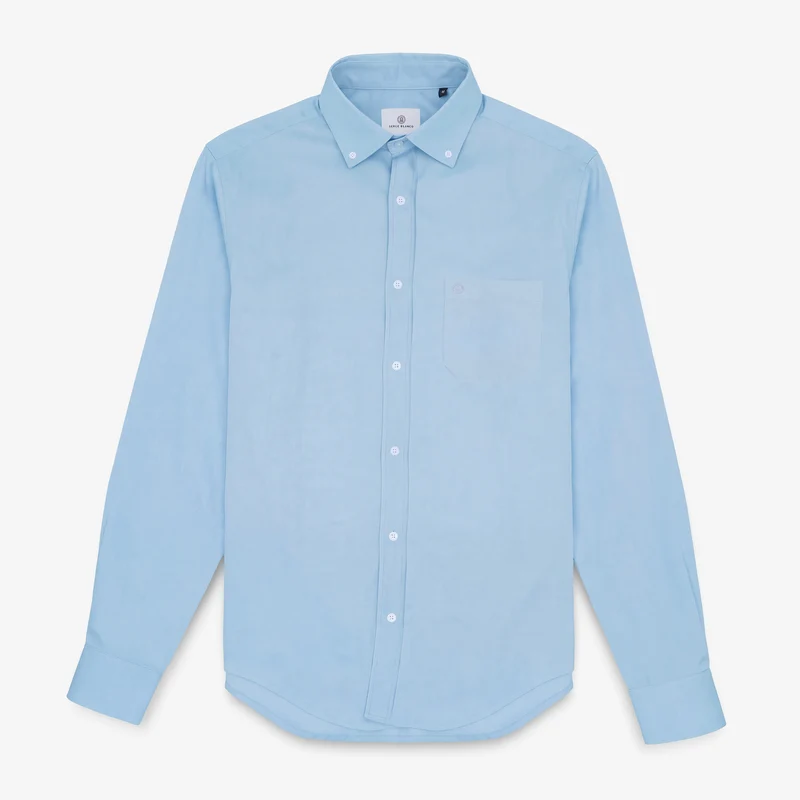 Chemise bleue à manches longues en coton