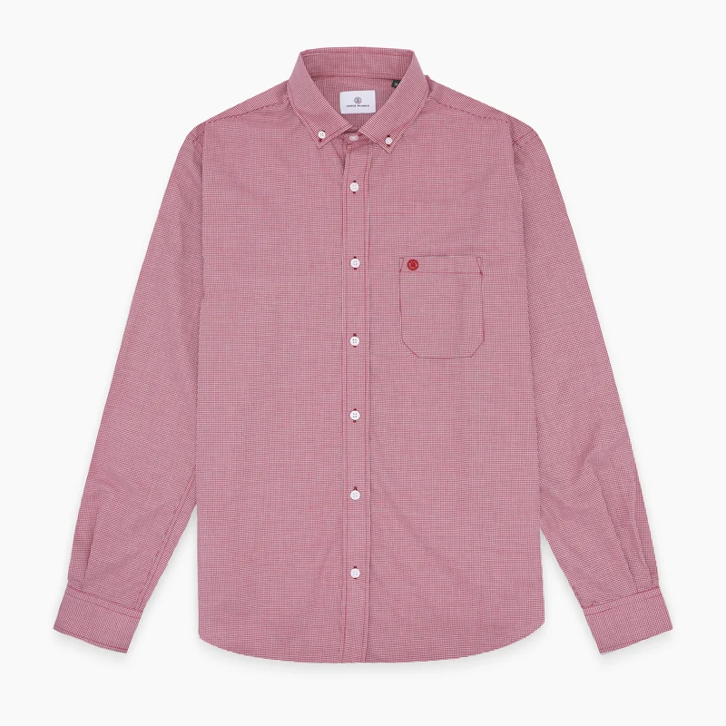 Chemise manches longues en coton à carreaux vichy blancs et rouges