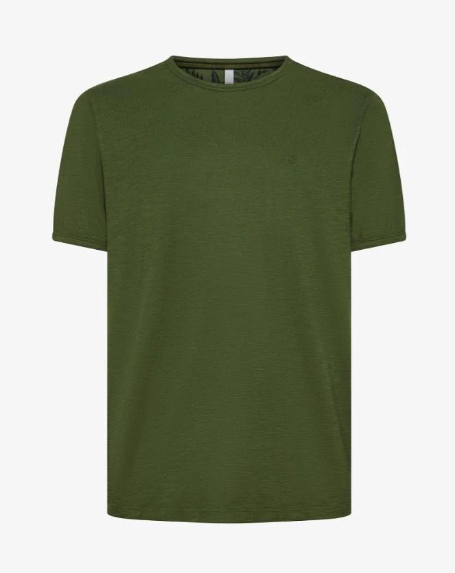 art. t35118: t-shirt round bottomjersey in cotone, maniche corte, girocollo con interno collo floreale
