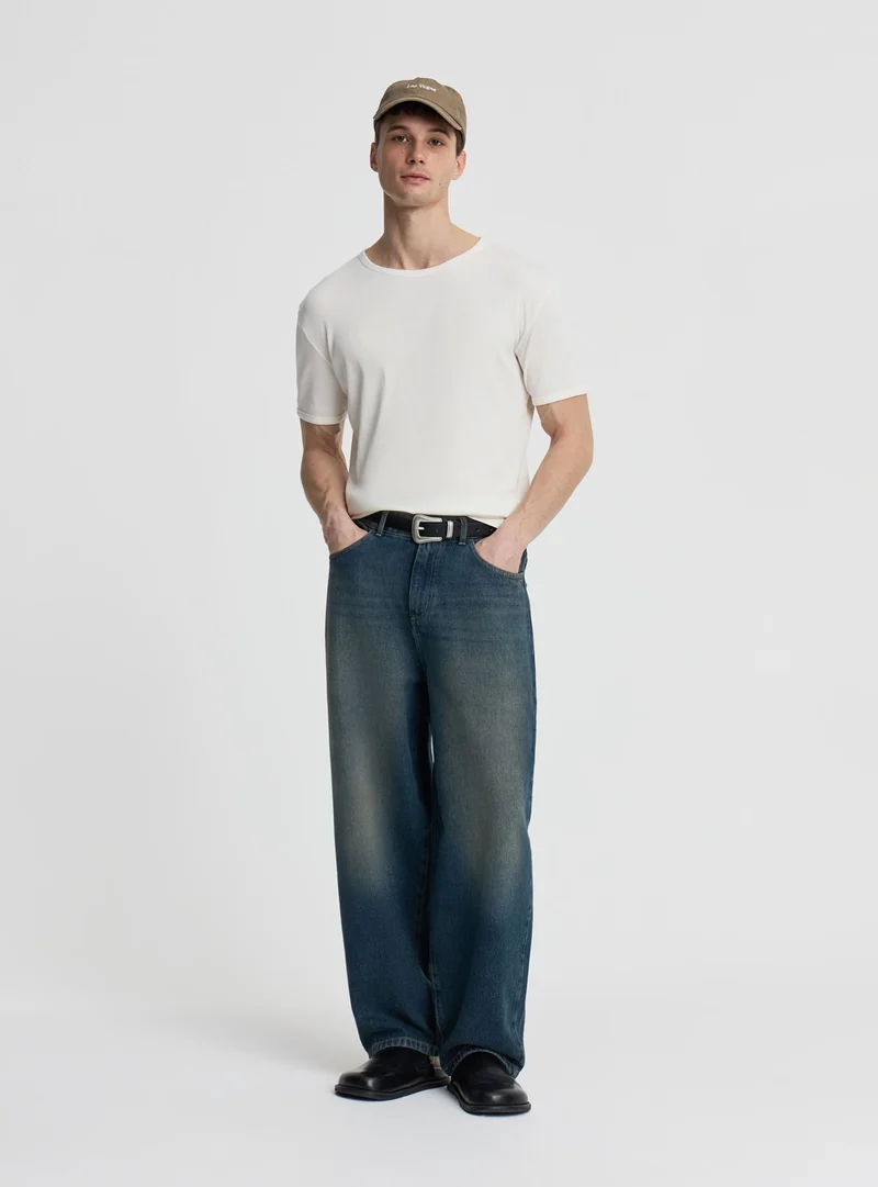 Jeans balloon fit a tinta unita