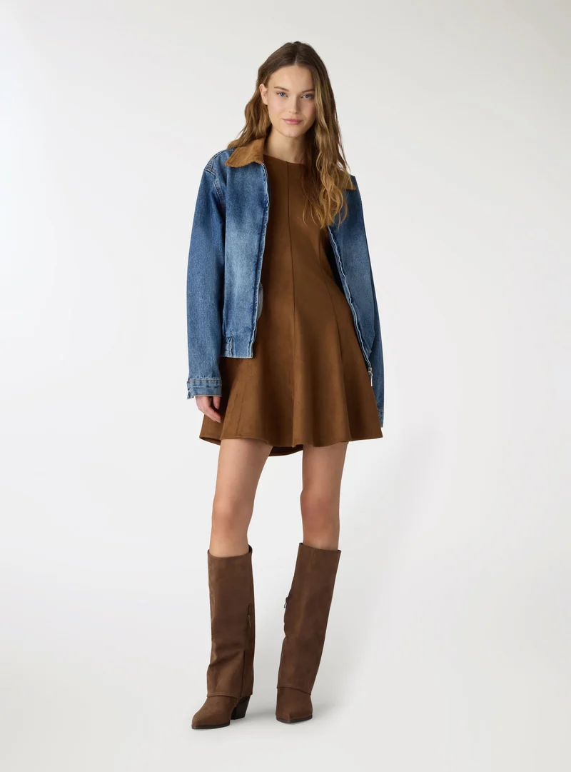 Bomber con collo a contrasto e zip