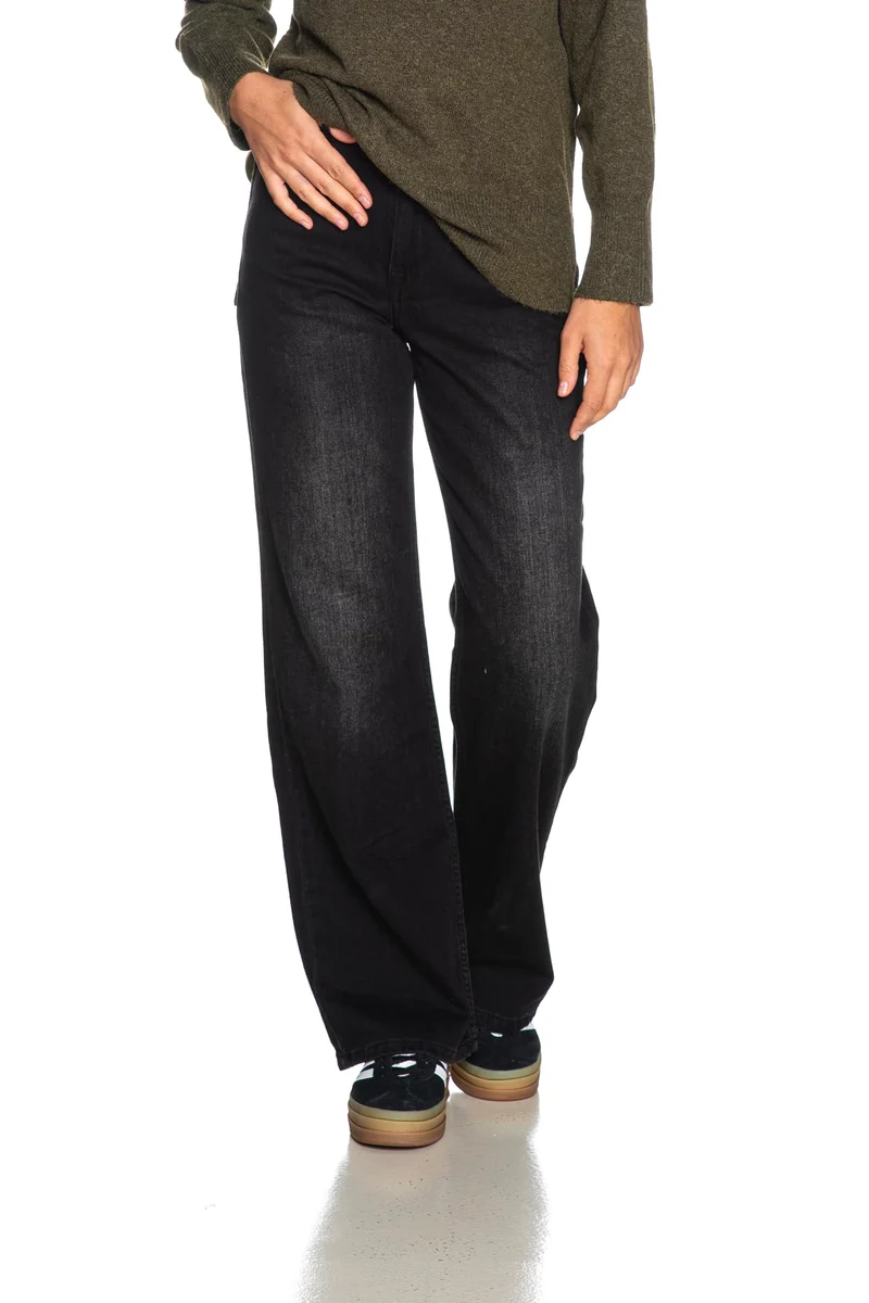 Jeans Tiffosi Bonnye Wide Da Donna Denim Nero