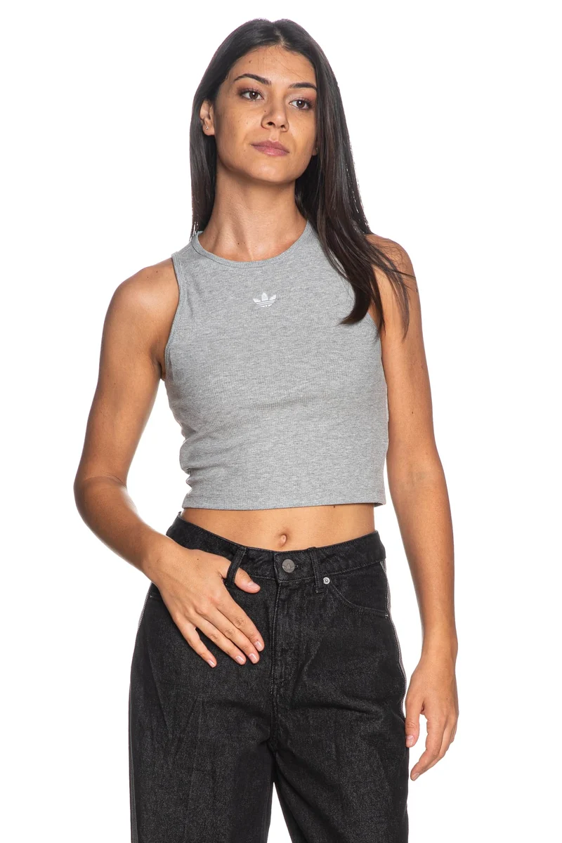Canotta Adidas Donna Grigia Ess Rib Tank