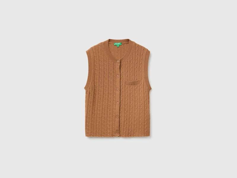 Gilet in maglia con trecce