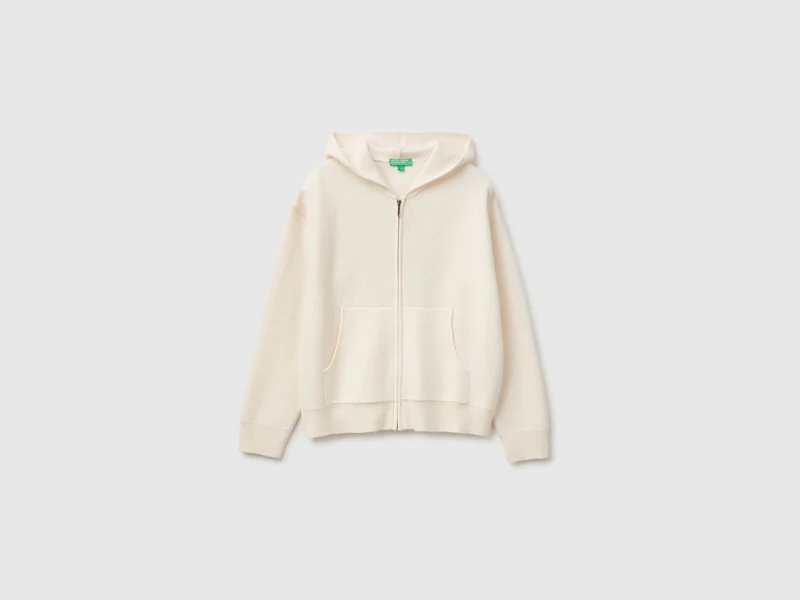 Maglia con zip e cappuccio in misto lana e cashmere