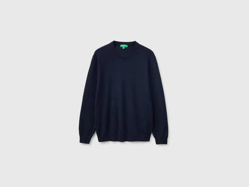 Maglia blu notte in pura lana Merino