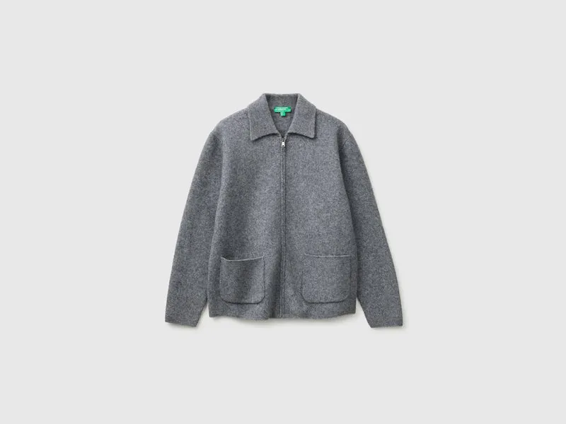 Giacca 100% lana cotta con zip