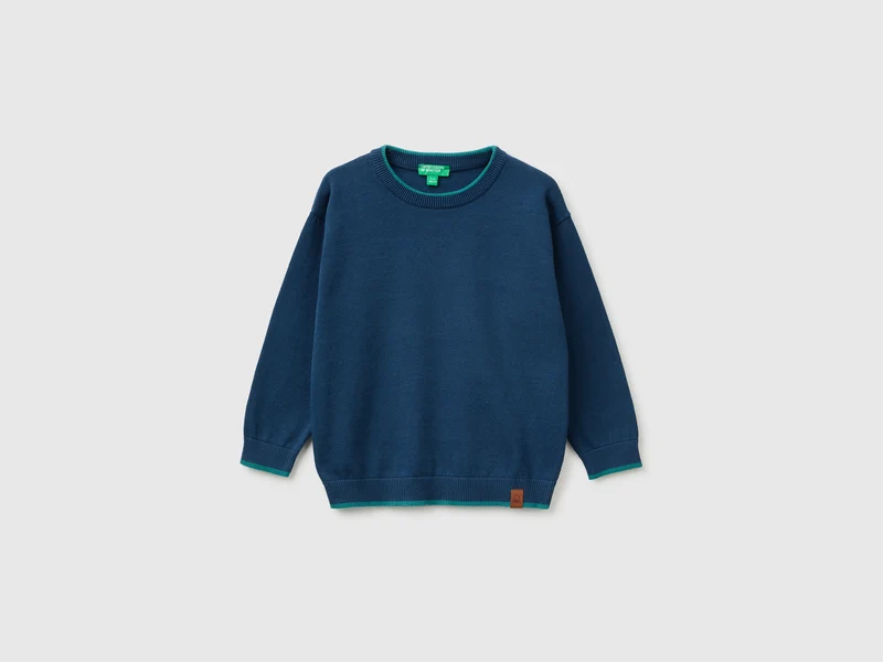 Maglia 100% cotone con bordi a contrasto