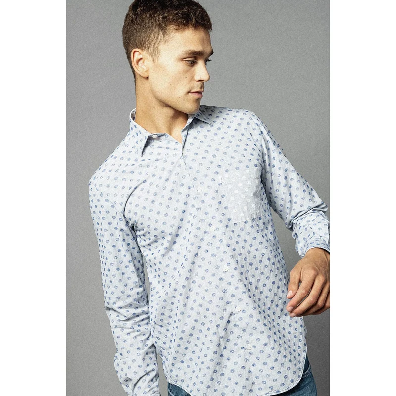 Chemise manches longues bleu aviateur