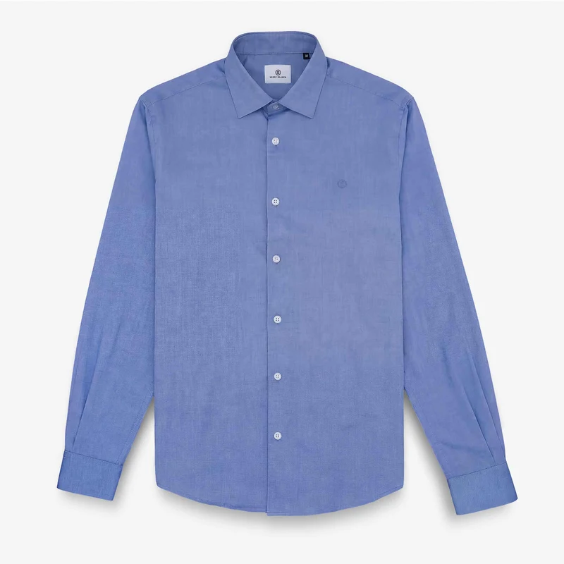 Chemise manches longues en coton bleu
