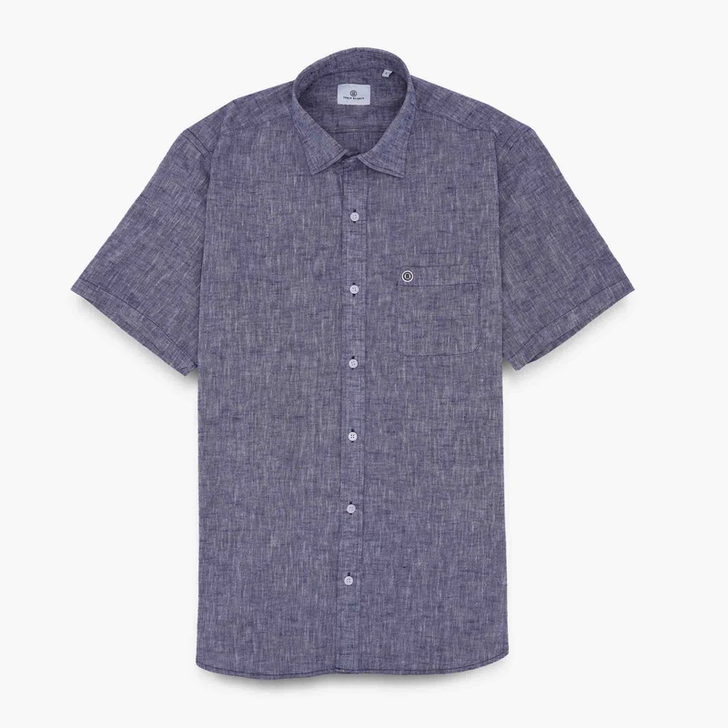 Chemise manches courtes regular bleue avec imprimé