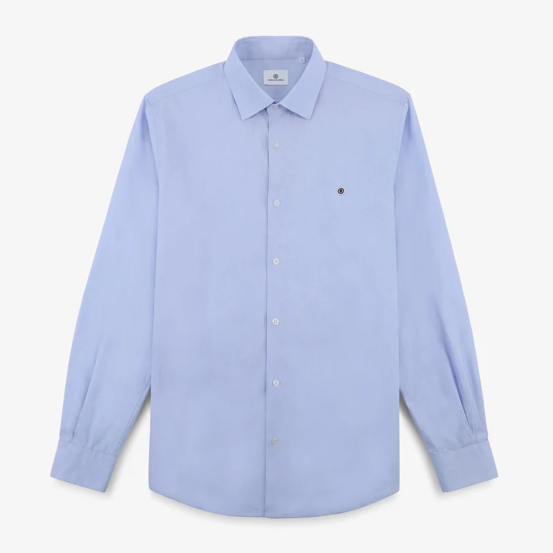 Chemise manches longues en coton fil sidogras bleu ciel
