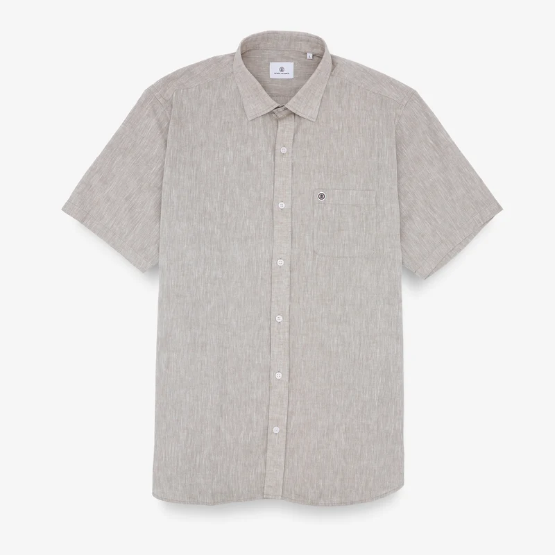 Chemise manches courtes regular beige