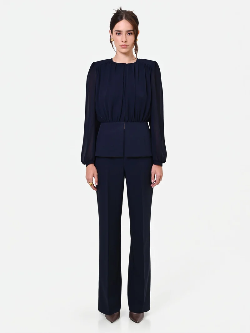 Camicia Studio blu navy in georgette con baschina