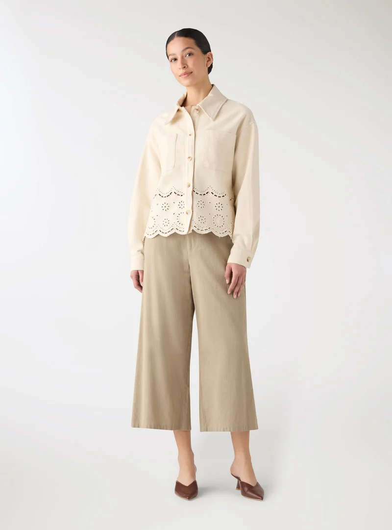Shacket con ricamo sangallo