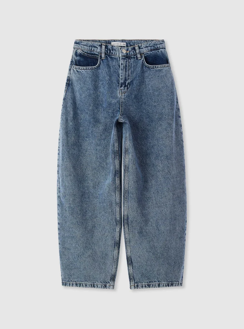 Jeans balloon a tinta unita