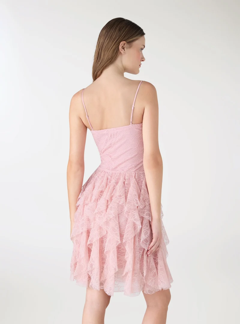 Vestito corto tulle con corsetto in pizzo