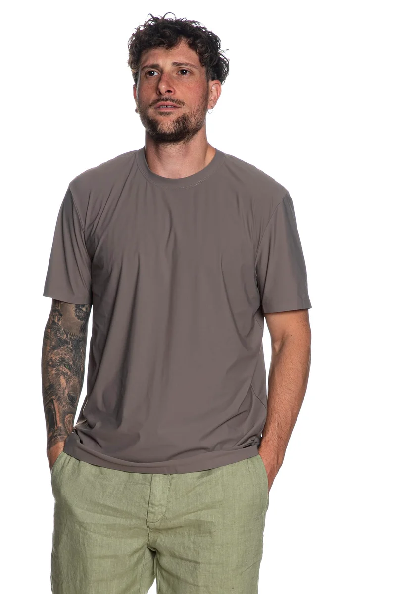 T Shirt Unity Wave Nylon Da Uomo Taupe Scuro