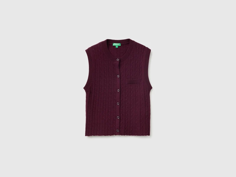 Gilet in maglia con trecce