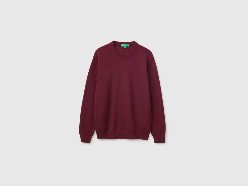 Maglia bordeaux in pura lana Merino