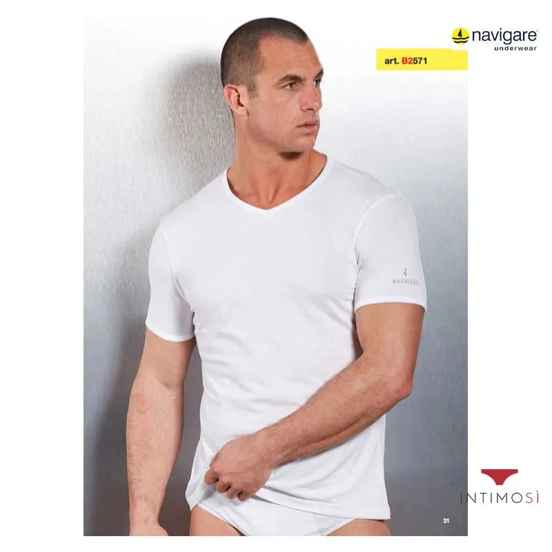 Maglia intima cotone elasticizzato scollo V Conf. 3 Pz | Navigare 571